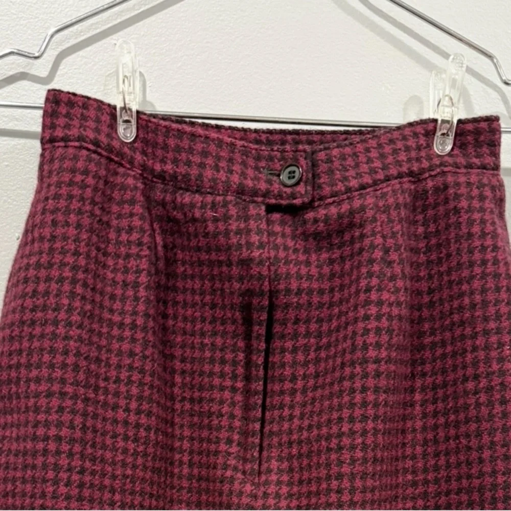 Vintage Giorgio Sant'Angelo Wool Skirt Houndstooth Red & Black/size 6